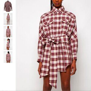 ALEXANDRE VAUTHIER TIE WAIST MINI SHIRT DRESS CARMINE sz FR 38 in Red